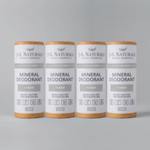 J&L Naturals Mineral Deodorant Bundle, 4-pack, baking soda-free for sensitive skin, ethical essentials.