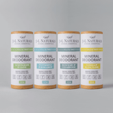Mineral (Baking Soda-Free) Deodorant Bundle in Lemongrass, Peppermint, Rosemary, and Vanilla scents for sensitive skin.