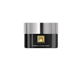 Platinum Lux Eye Cream jar packaging with sleek design promoting rejuvenation for tired under-eye skin.