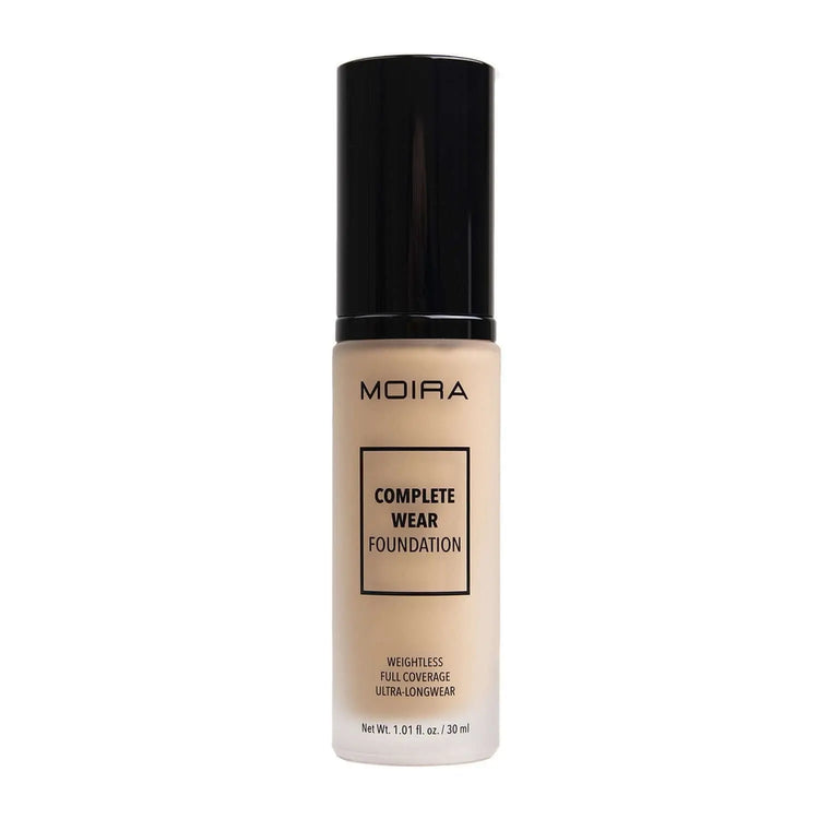 MOIRA Complete Wear Foundation, lightweight full coverage foundation for flawless, silky matte skin, oil-free and waterproof.