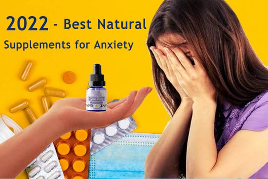 Person experiencing anxiety with natural supplements for anxiety featured in hand, showcasing 2022 recommendations.