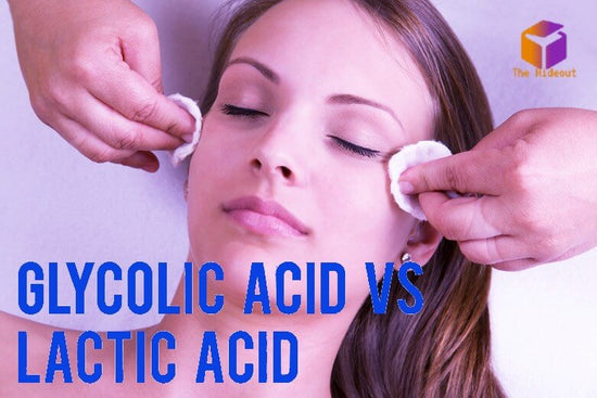 Woman receiving skincare treatment comparing glycolic acid and lactic acid for beauty benefits.