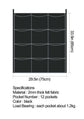 Diagram of a 12 pocket vertical wall planter, made from black felt fabric, with dimensions and specifications.