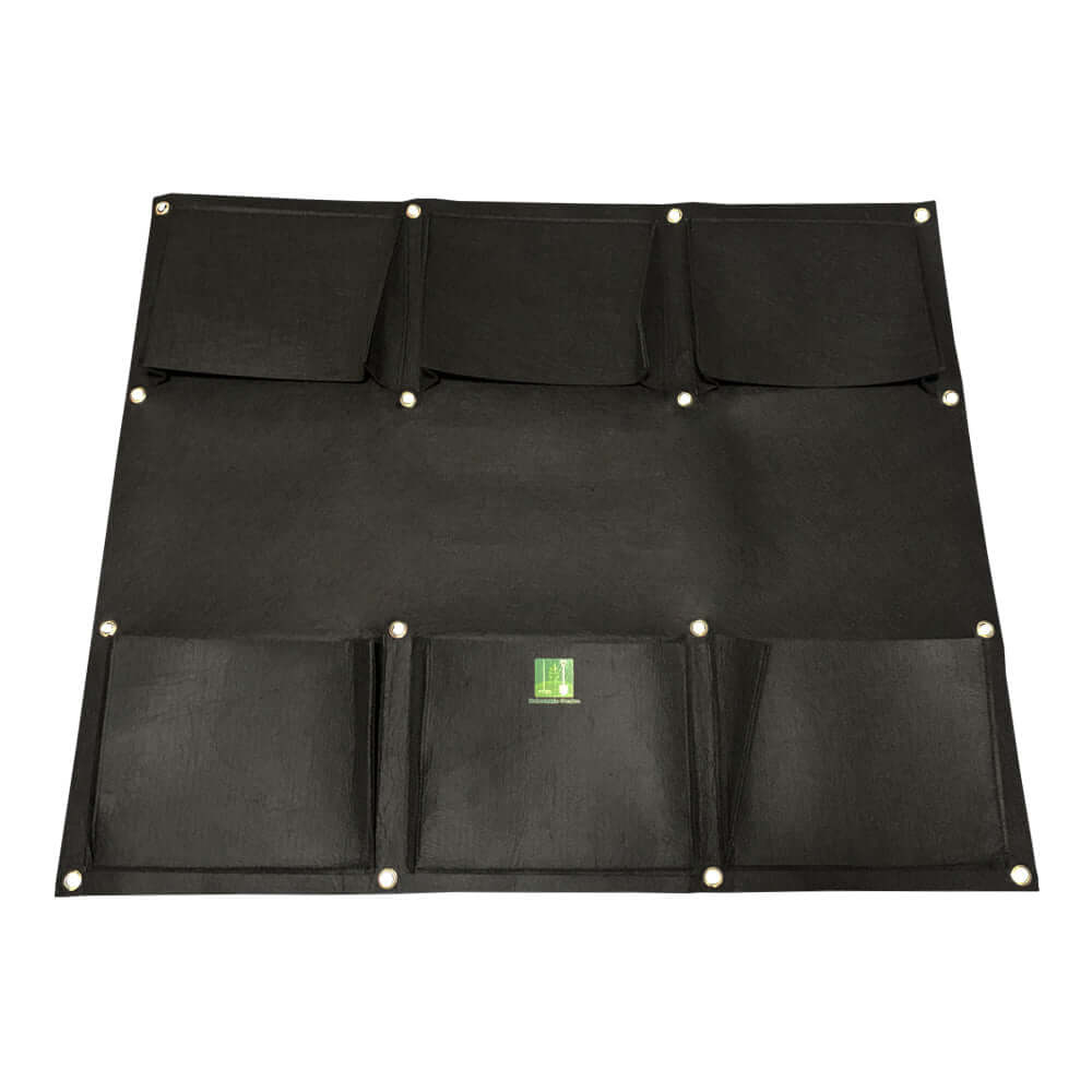 Cloth 6 pocket saddlebag vertical garden planter for flowers, herbs, and plants, suitable for fences and balconies.