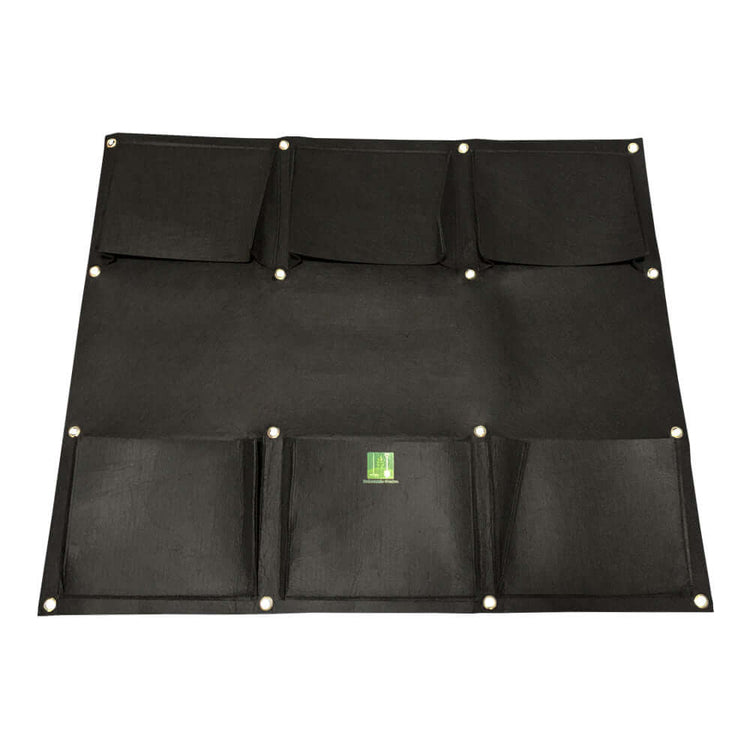 Cloth 6 pocket saddlebag vertical garden planter for flowers, herbs, and plants, suitable for fences and balconies.