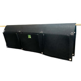 Cloth 6 pocket saddlebag vertical garden planter for flowers and herbs, hanging on fence or balcony.