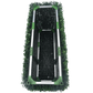 Top view of dark artificial boxwood hedge planter, UV resistant, 40"L x 10"H, ideal for commercial decor.