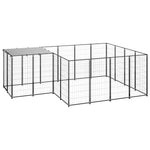 vidaXL Dog Kennel Steel Outdoor Puppy Enclosure Cage Black/Silver Multi Sizes-1