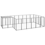 vidaXL Dog Kennel Steel Outdoor Puppy Enclosure Cage Black/Silver Multi Sizes-7