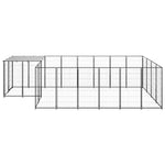 vidaXL Dog Kennel Steel Outdoor Puppy Enclosure Cage Black/Silver Multi Sizes-9