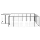 vidaXL Dog Kennel Steel Outdoor Puppy Enclosure Cage Black/Silver Multi Sizes-9
