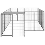 vidaXL Dog Kennel Steel Outdoor Puppy Enclosure Cage Black/Silver Multi Sizes-11