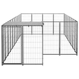 vidaXL Dog Kennel Steel Outdoor Puppy Enclosure Cage Black/Silver Multi Sizes-17