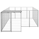 vidaXL Dog Kennel Steel Outdoor Puppy Enclosure Cage Black/Silver Multi Sizes-8