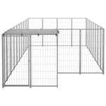 vidaXL Dog Kennel Steel Outdoor Puppy Enclosure Cage Black/Silver Multi Sizes-14