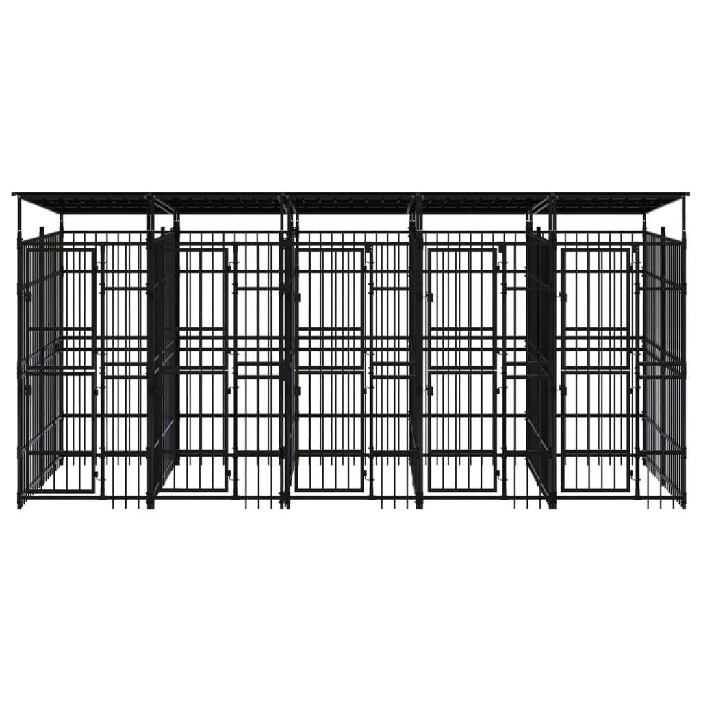 vidaXL Outdoor Dog Kennel with Roof Steel 99.2 ft²-0