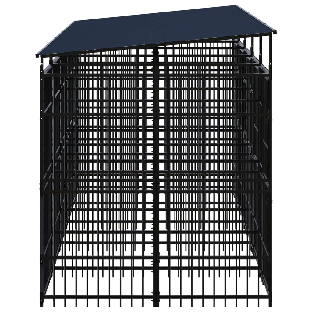 vidaXL Outdoor Dog Kennel with Roof Steel 99.2 ft²-1