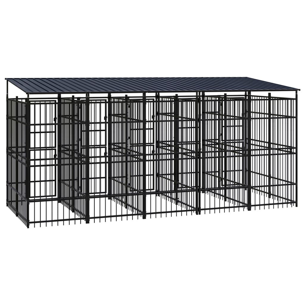 vidaXL Outdoor Dog Kennel with Roof Steel 99.2 ft²-2