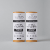 Mineral deodorant sticks in a 2-pack, baking soda-free, suitable for sensitive skin by J&L Naturals.