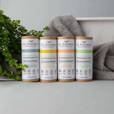 Extra-Strength Deodorant Bundle (4-Pack) featuring aluminum-free sticks in various scents.