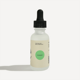 Rosemary essential oil dropper bottle with clean labeling, featuring a green cap and a minimalist design.