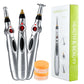 Electric Energy Acupressure Pen set with three massage heads for pain relief and healing therapy.