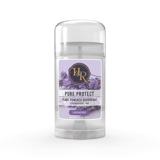 Lavender Pure Protect Plant Powered Deodorant Stick in clear packaging for natural odor protection.