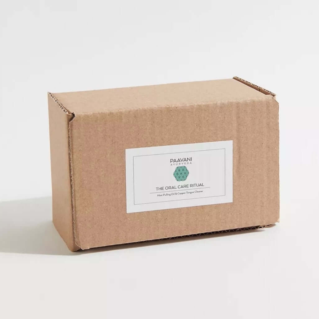 The Oral Care Ritual Mint product box featuring Ayurvedic oral care essentials for healthy teeth and gums.