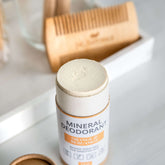 Mineral Deodorant stick in Orange & Bergamot, baking soda-free, perfect for sensitive skin and natural odor protection.