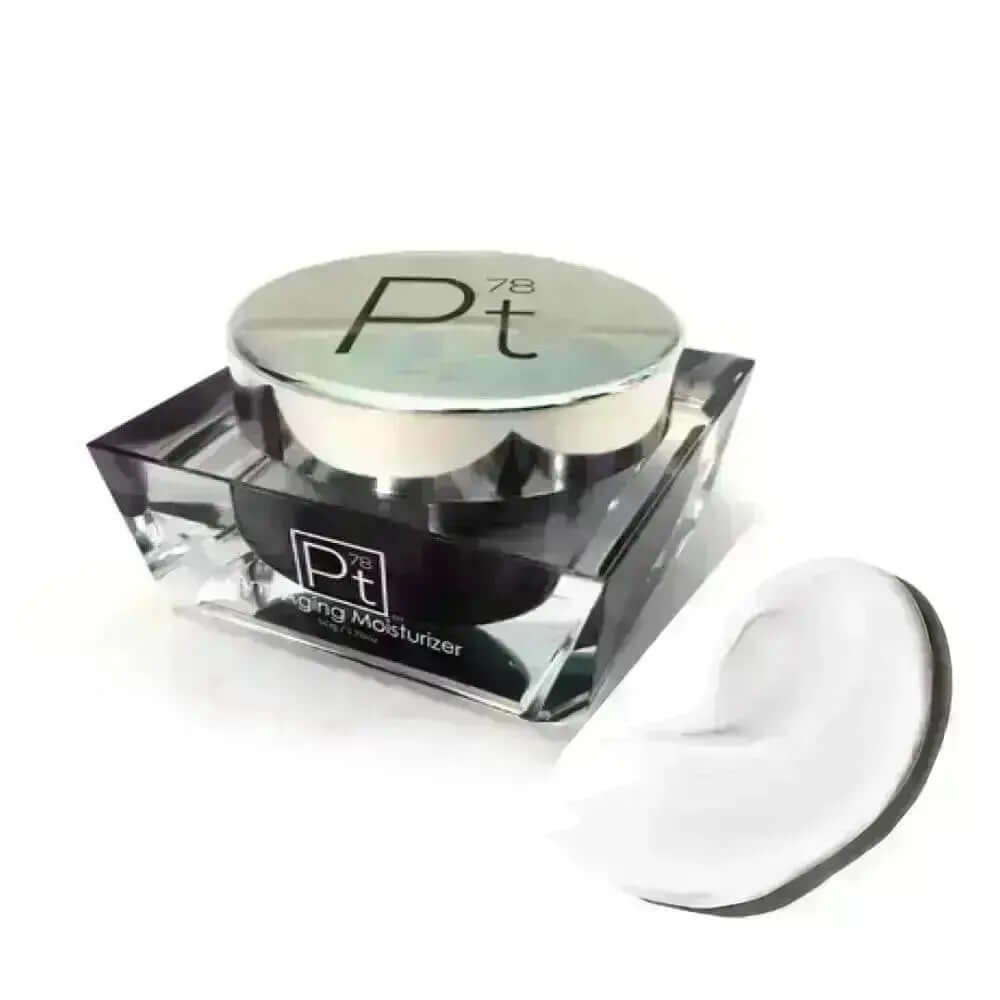 Platinum Deluxe Anti-Aging Moisturizer in a stylish jar, promoting soft, smooth, and radiant skin.