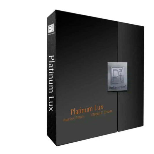 Platinum Lux Vitamin C Set packaging featuring Vitamin C Serum and Cream for glowing, healthy skin.