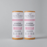J&L Naturals Mineral Deodorant 2-Pack in Strawberry & Vanilla, baking soda-free for sensitive skin.