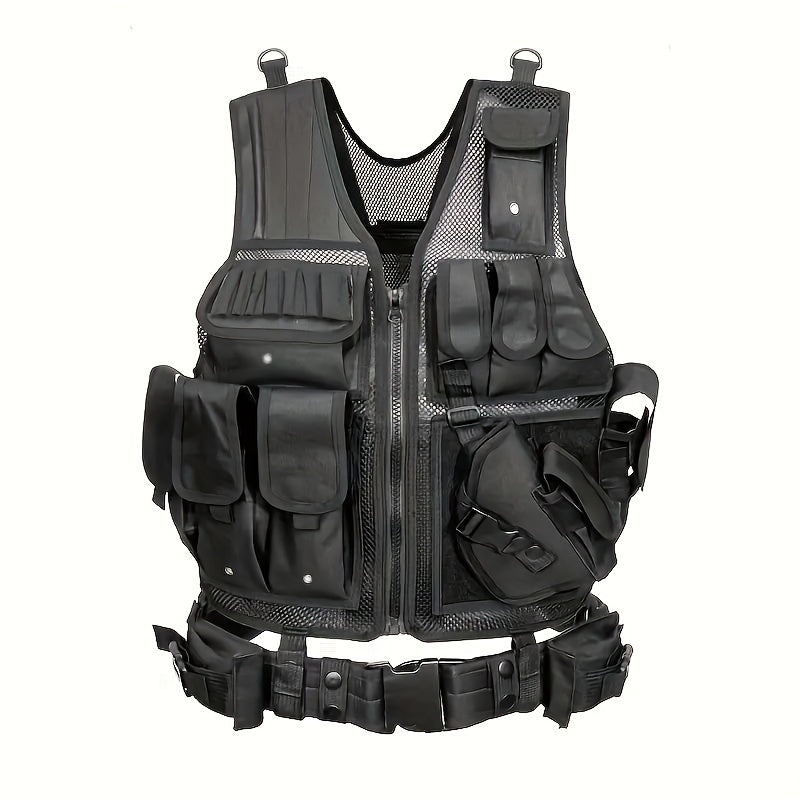 Mens training vest with interchangeable holster system, durable, sleeveless, designed for functionality and style.