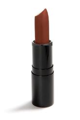 Danyel Cosmetics lipstick in a sleek black tube, featuring a vivid brown shade for long-lasting, blendable color.