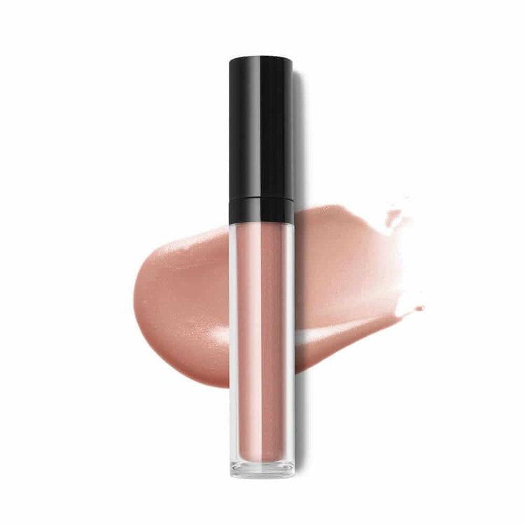 Danyel Cosmetics lip gloss in nude, showcasing blendable color and a glossy finish.