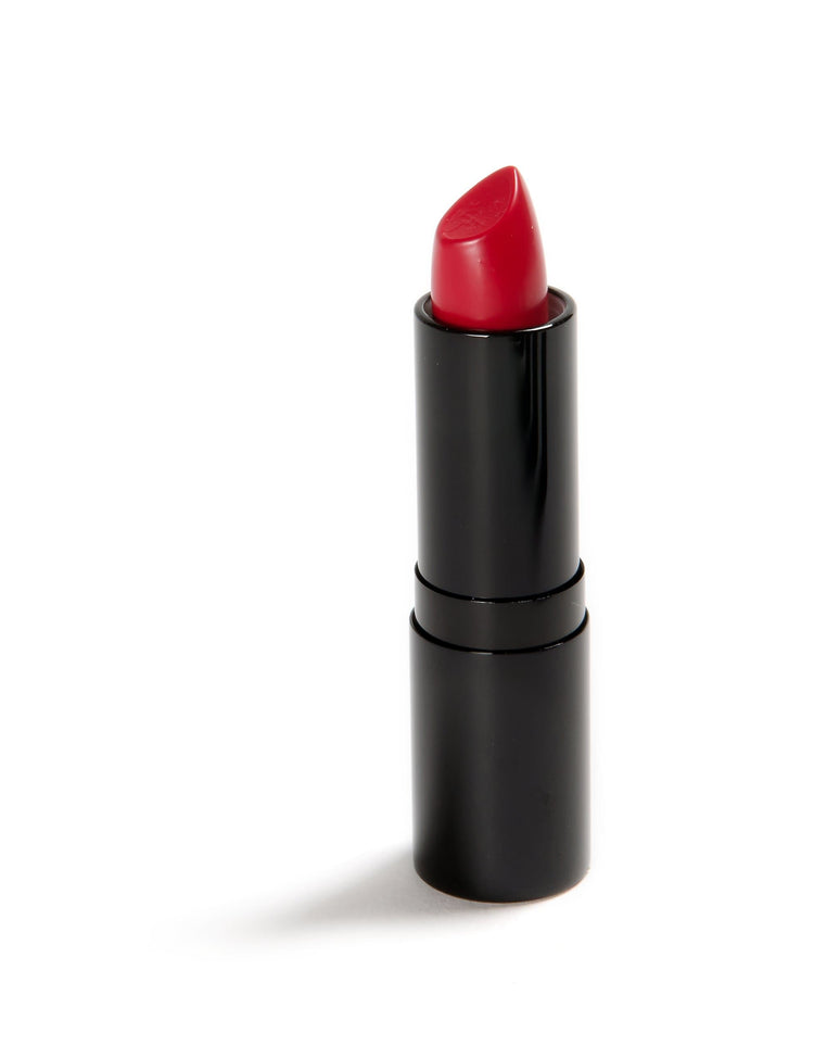 Danyel Cosmetics red lipstick in sleek black tube, blendable and long-lasting, perfect for vibrant lip colors.