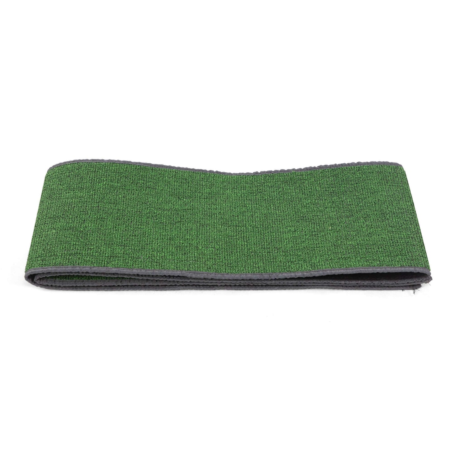 Green exercise band for small pets, ideal for adding stability to a treadmill or exercise equipment.