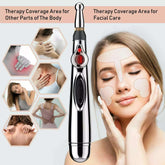 Electric Energy Acupressure Pen for facial and body therapy with interchangeable massage heads for pain relief.