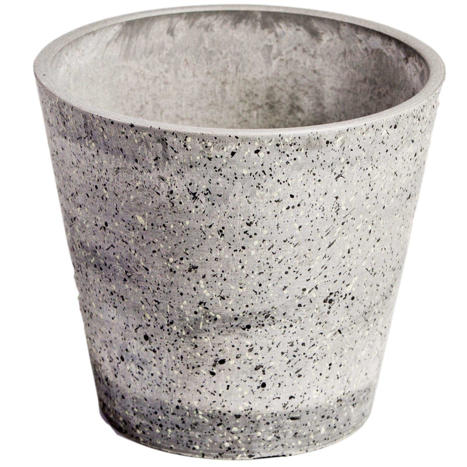 Imitation grey stone garden pot made from recycled materials, perfect for indoor and outdoor use.