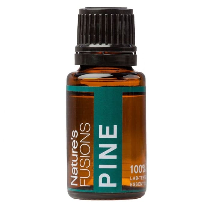 Nature's Fusions Pine Essential Oil 15ml bottle for aromatherapy and muscle relaxation.