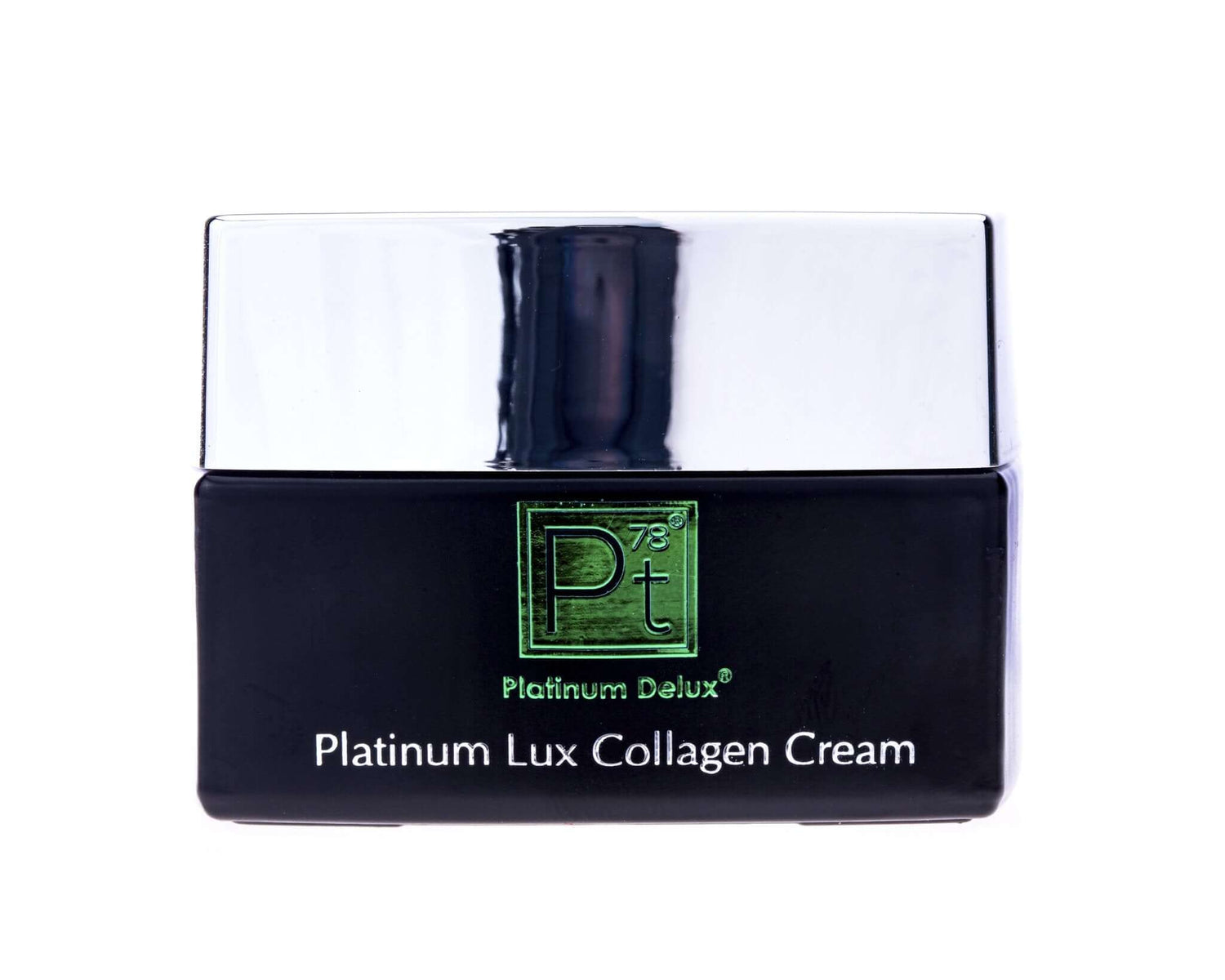 Platinum Lux Collagen Cream jar for restoring skin firmness and reducing wrinkles with premium collagen.