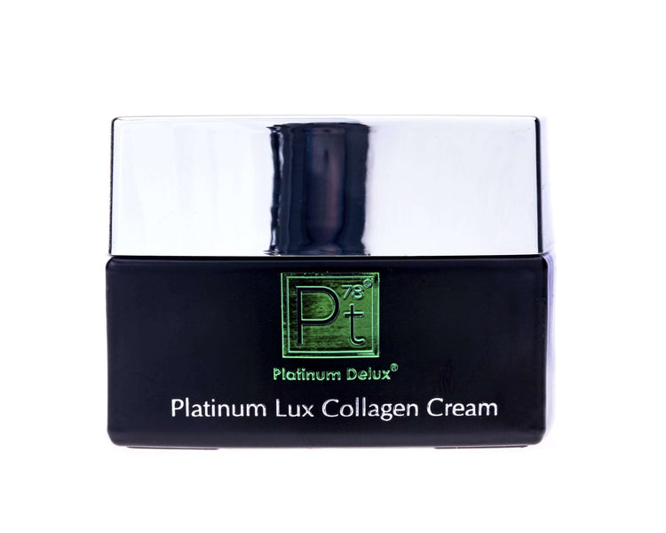 Platinum Lux Collagen Cream jar for restoring skin firmness and reducing wrinkles with premium collagen.