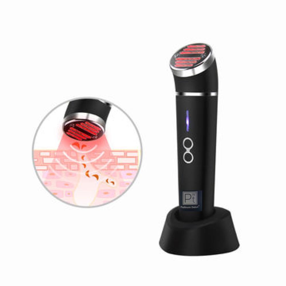 Platinum Silver Red Light Therapy device with LED for skin rejuvenation, reducing redness and inflammation.