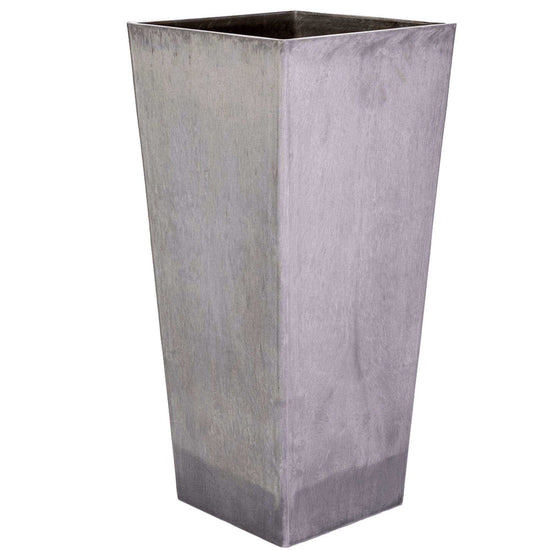 Tall tapered square planter 70cm in recycled plastic and concrete, durable and sustainable designer pot.