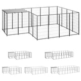 vidaXL Dog Kennel Steel Outdoor Puppy Enclosure Cage Black/Silver Multi Sizes-18