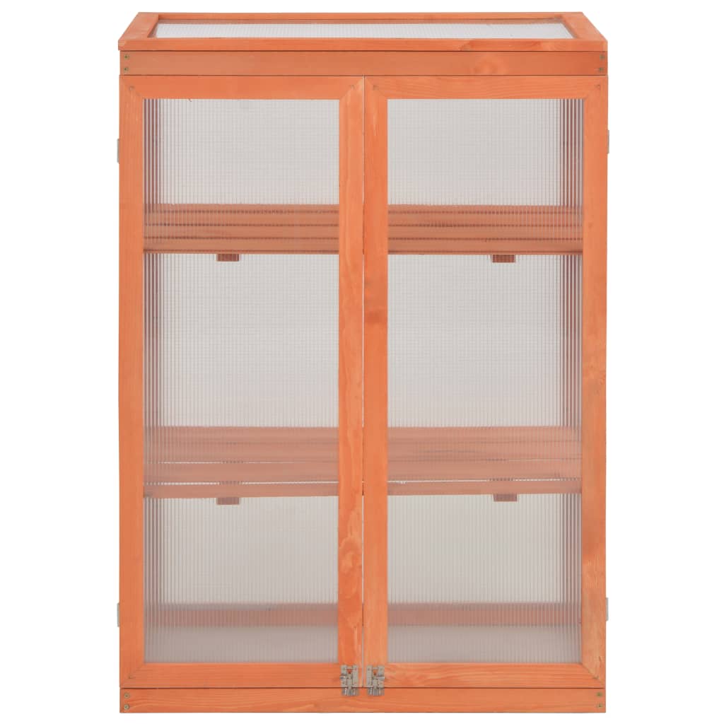 vidaXL wooden greenhouse with two shelves, 29.5"x18.5"x42.9", ideal for plants and herbs in an outdoor space