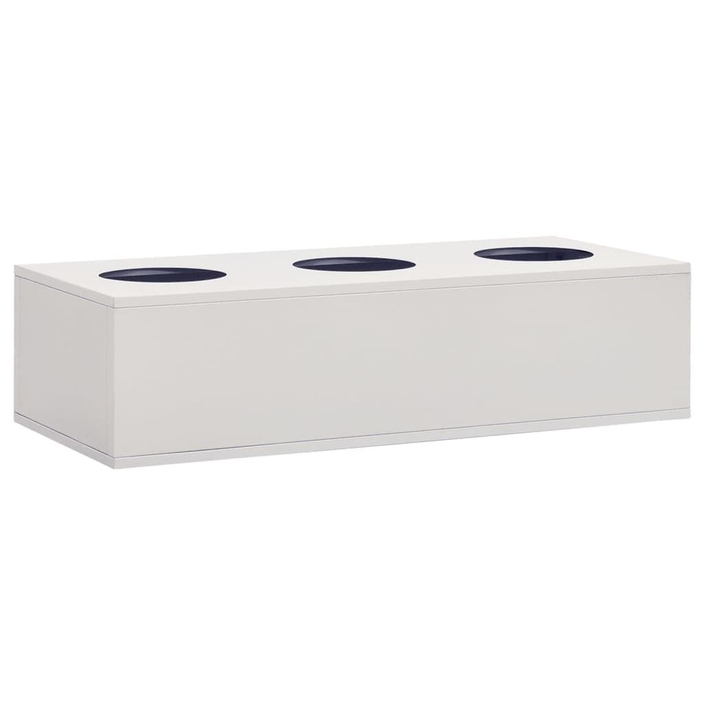 vidaXL steel flower box planter in light gray for office decor with three planting holes.