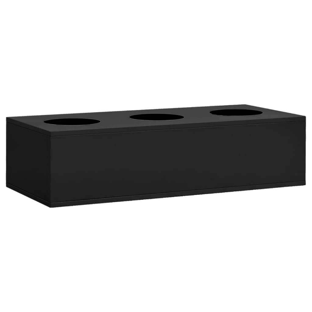 vidaXL black steel flower box planter with three openings for plants and flowers in modern design.