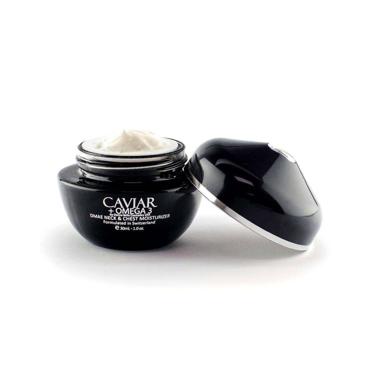 DMAE Neck & Chest Moisturizer with Caviar and Omega 3 for reducing wrinkles and improving skin tone.