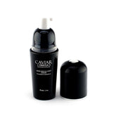 Caviar + Omega 3 DMAE Neck & Chest Serum bottle with pump, designed for skin repair and improved elasticity.